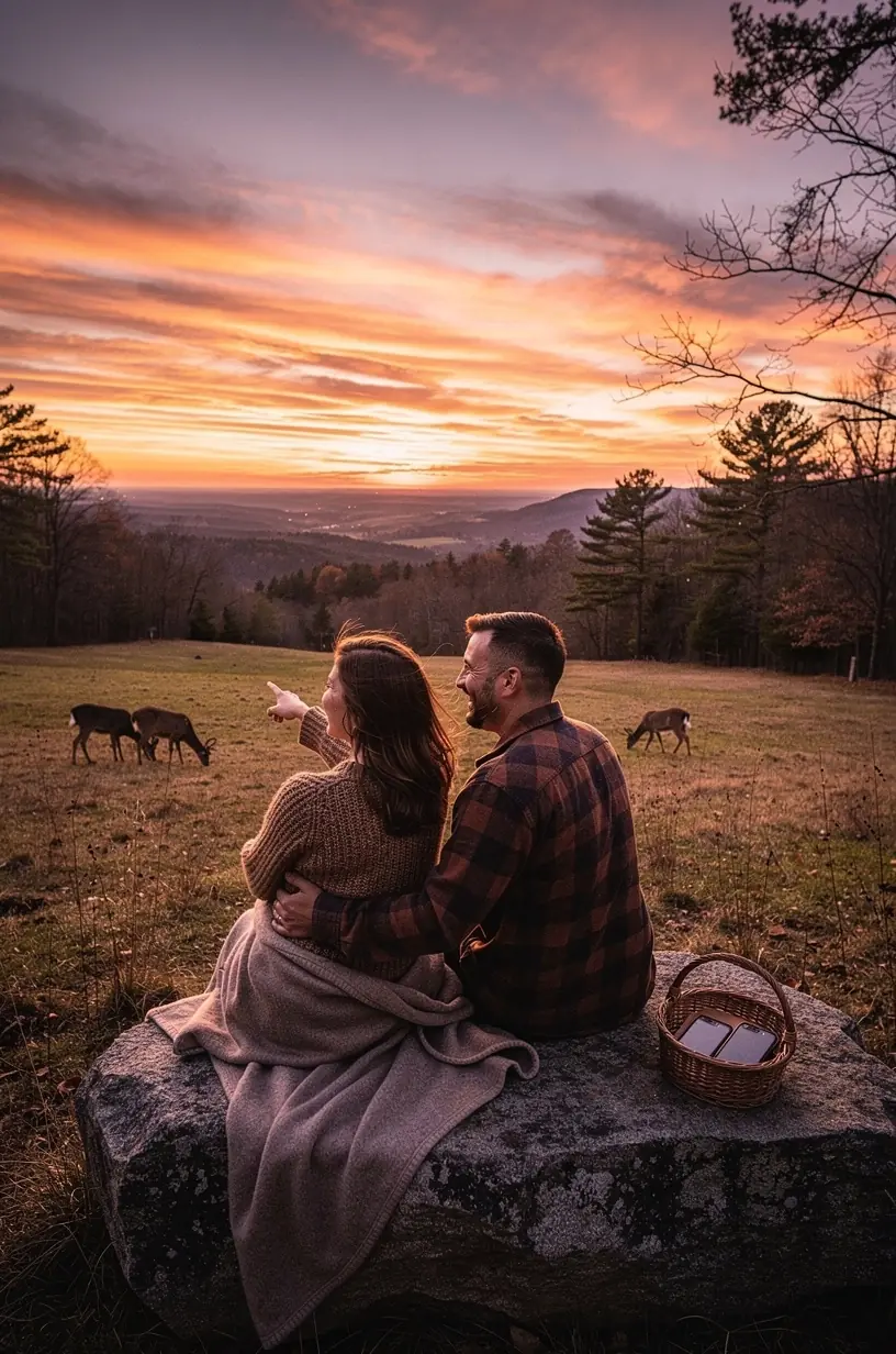 Уютная деревянная кабина в национальном парке США без электронных устройств на фоне леса